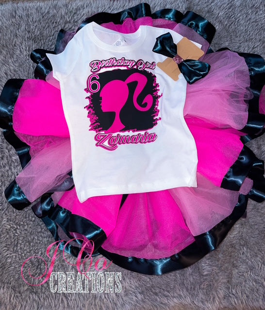 Character ribbon trimmed tutu set