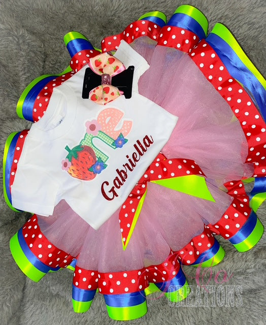 Character ribbon trimmed tutu set
