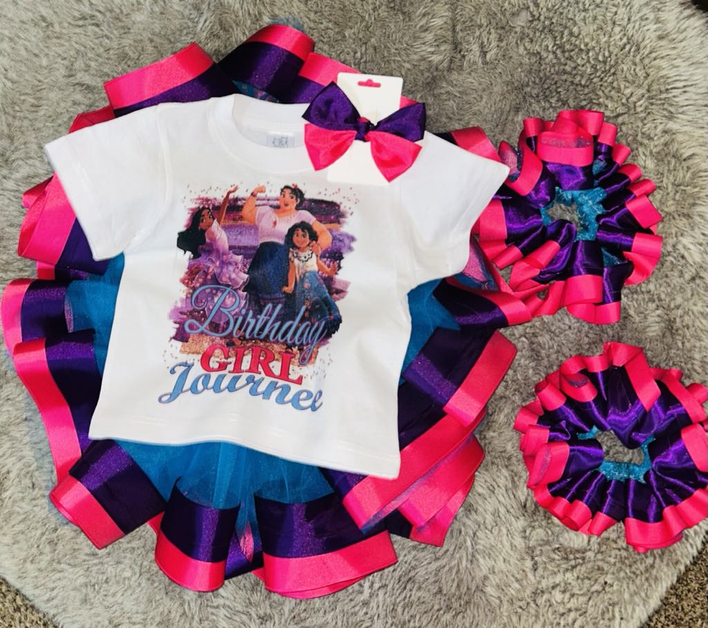 Character ribbon trimmed tutu set