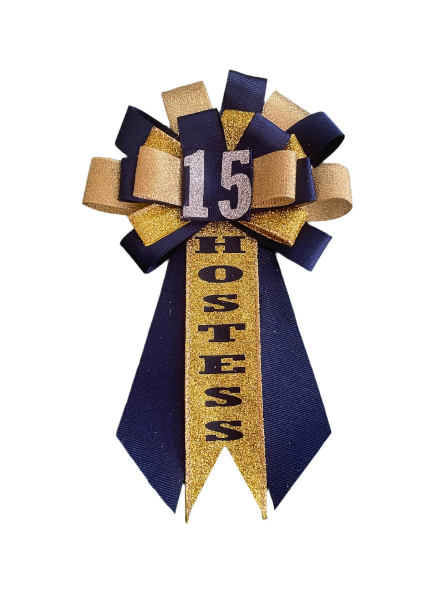Custom number ribbon corsages.