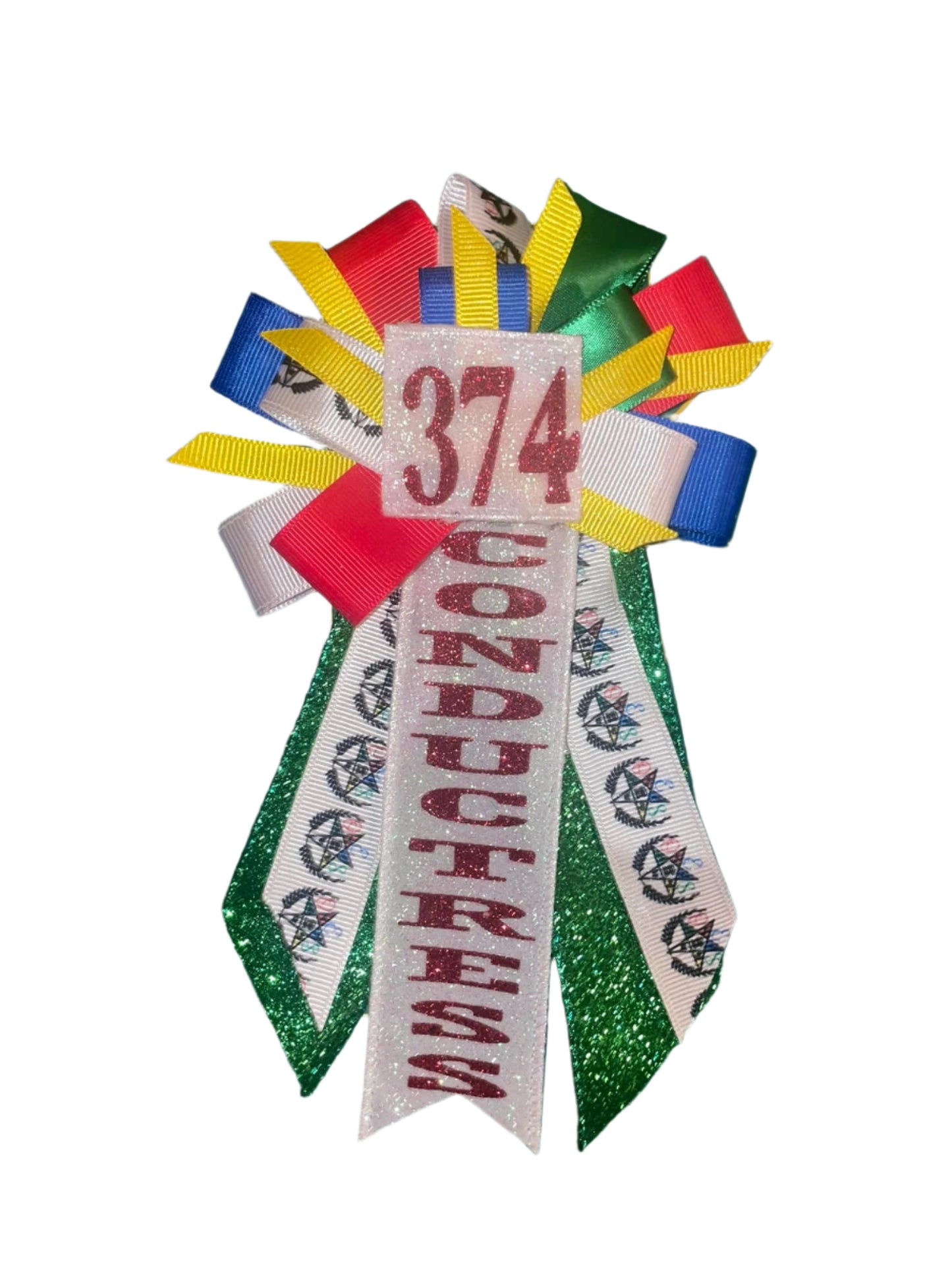 Custom number ribbon corsages.