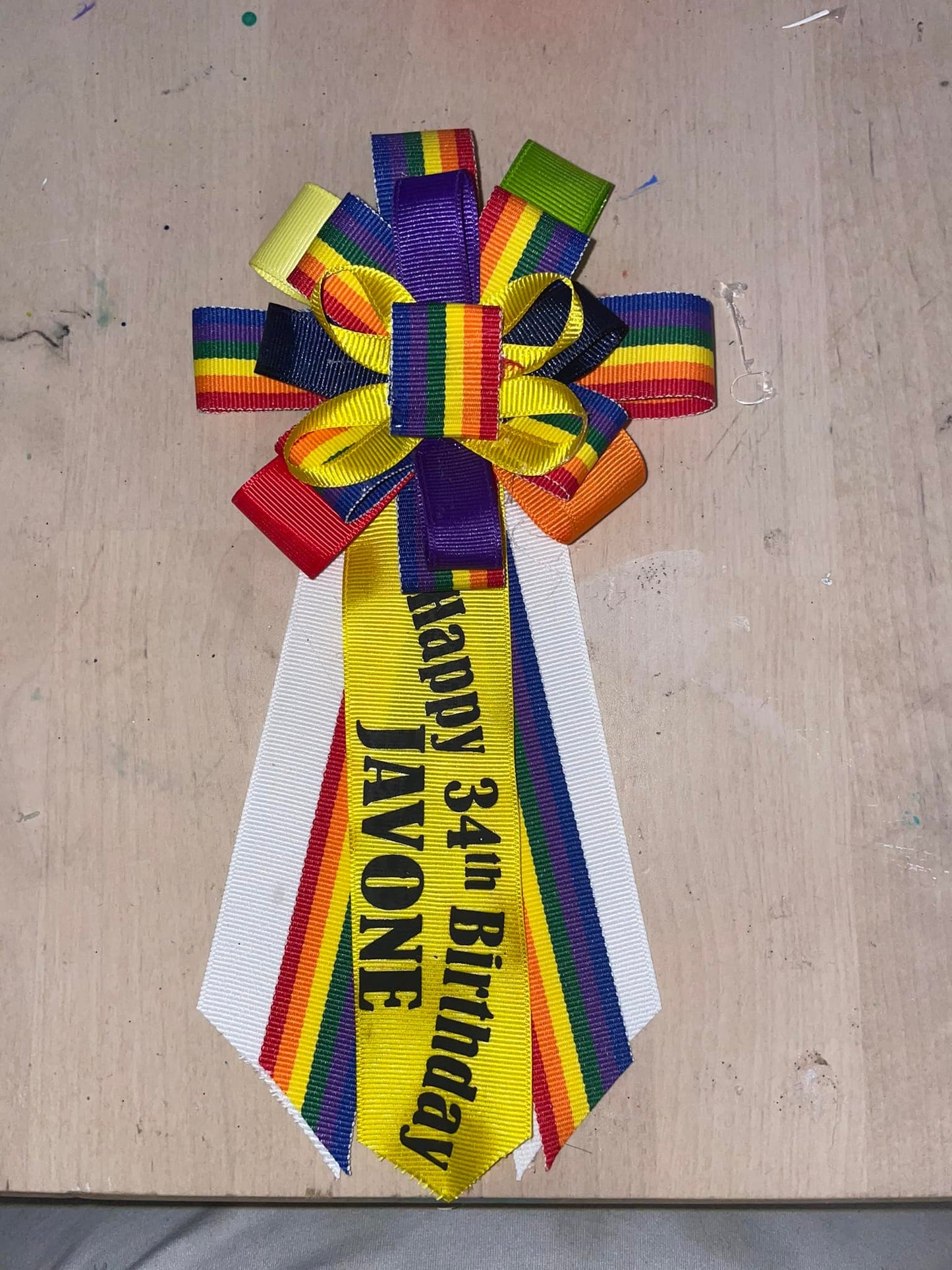 Custom ribbon corsages.
