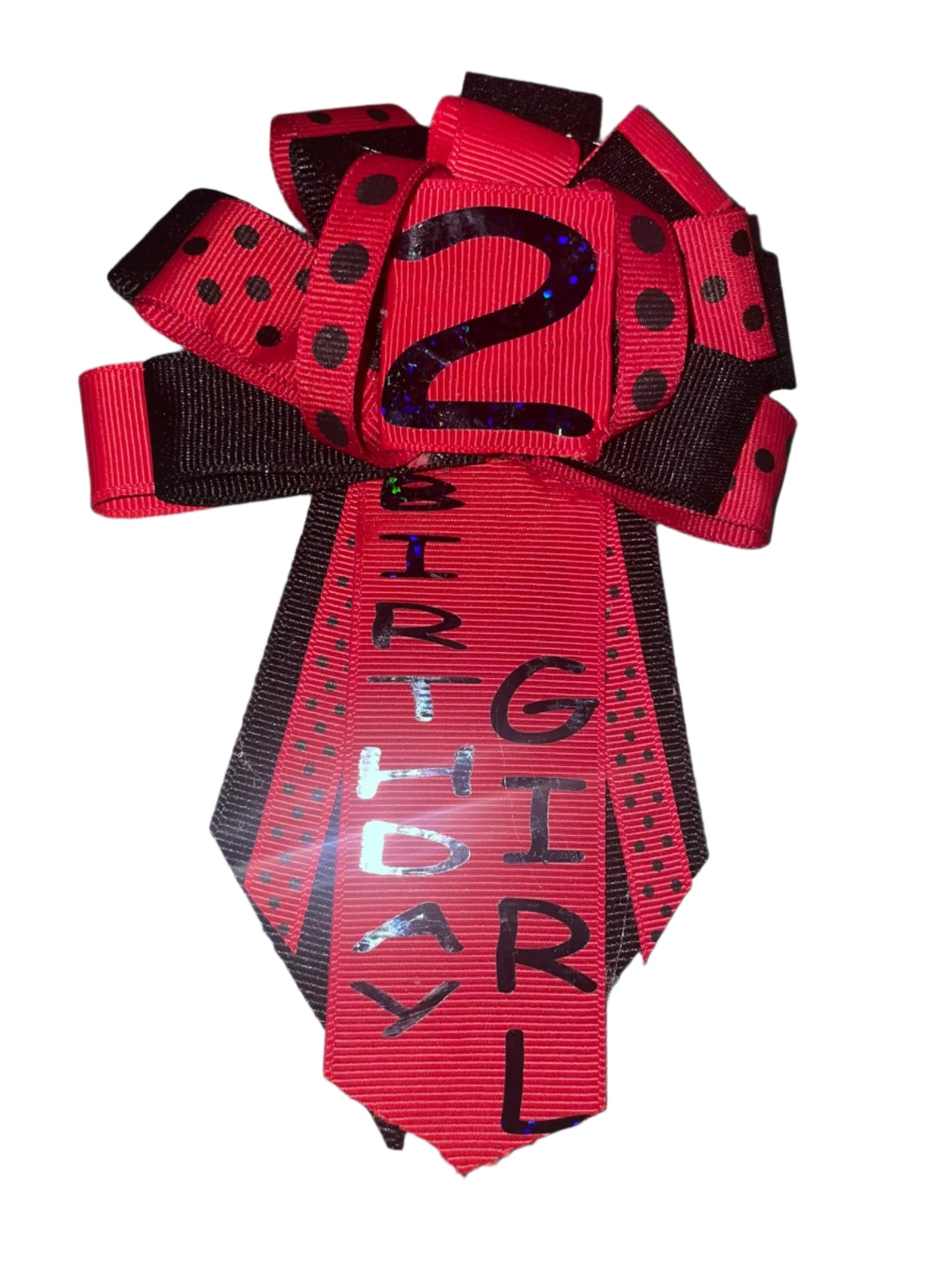 Custom number ribbon corsages.