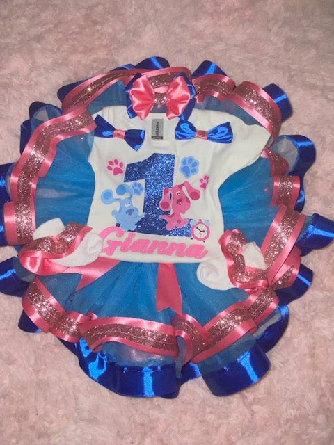 Character ribbon trimmed tutu set