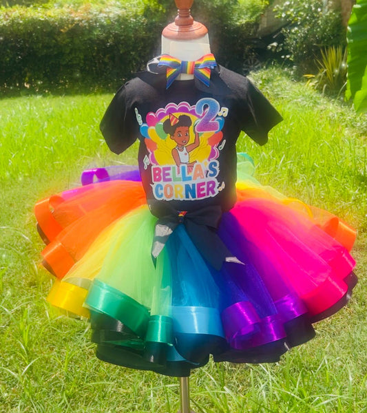 Character ribbon trimmed tutu set